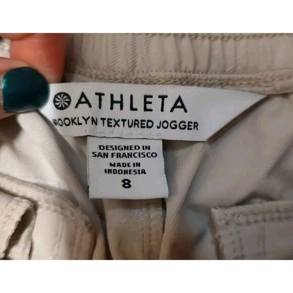 Athleta Pants Women's Size 8 Ivory Camo Brooklyn Textured Jogger Tapered - Picture 2 of 10